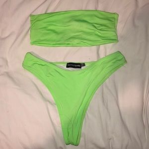 Neon green bikini! (too & bottom)